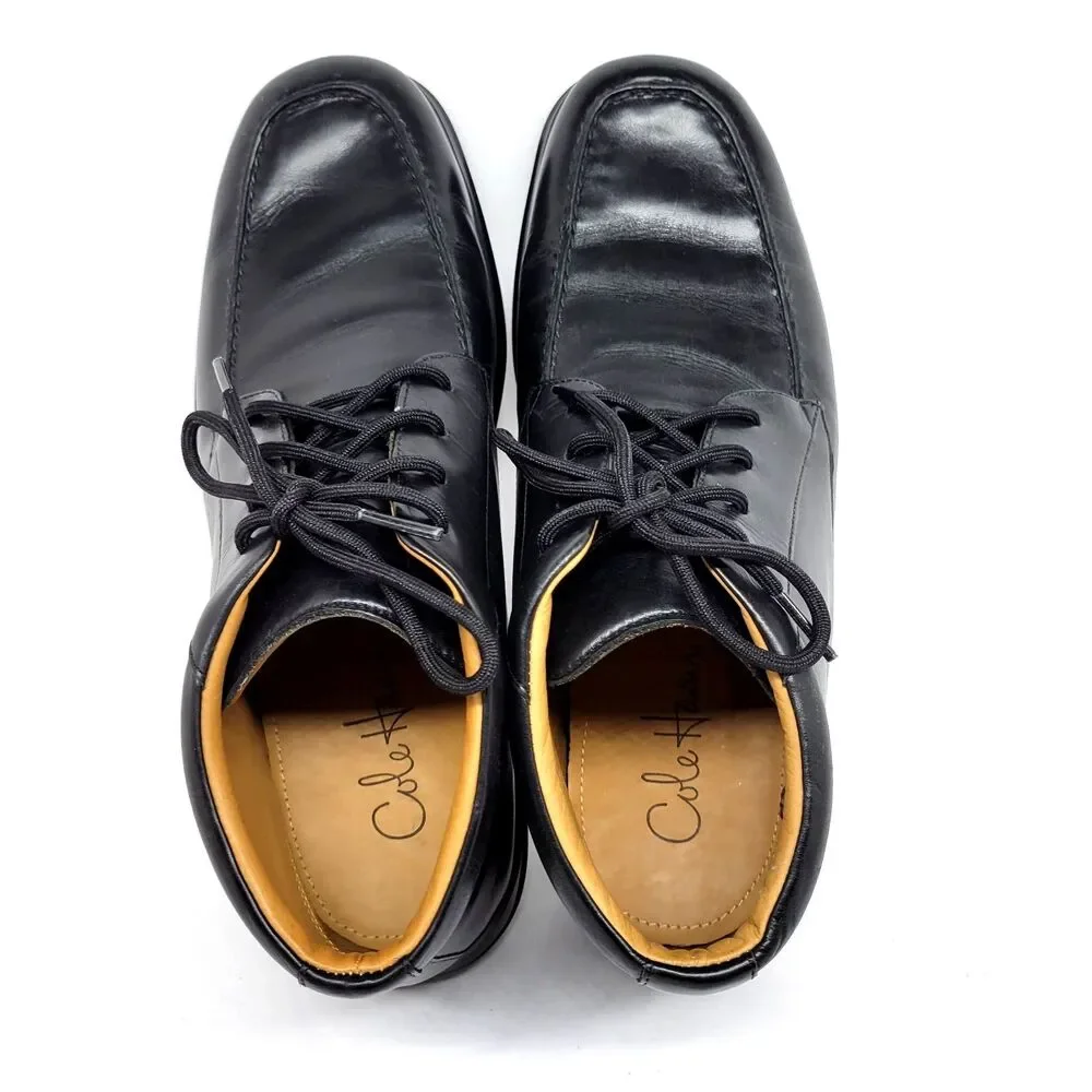 Cole Haan Mens Size 8 Black Leather Waterproof  Moc Toe Nikeair Ankle Boots